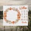Personalized Floral Baby Milestone Blanket Custom Name Monthly Growth Tracker