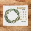 il_fullxfull.6726669404_4wma.jpg Leafy Wreath Personalized Baby Milestone Blanket Design Photo Prop Baby Shower Gift