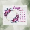 il_fullxfull.6726689726_lbm2.jpg Personalized Girly Baby Milestone Blanket Purple Floral Wreath Design Newborn Monthly Photography Prop