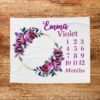 il_fullxfull.6726689754_gi6m.jpg Personalized Girly Baby Milestone Blanket Purple Floral Wreath Design Newborn Monthly Photography Prop