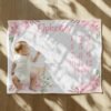 Personalized Floral Swan Baby Milestone Blanket Ophelia Monthly Photoshoot Prop Girl Room Gift - Image 6