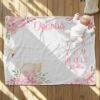 Personalized Floral Swan Baby Milestone Blanket Ophelia Monthly Photoshoot Prop Girl Room Gift - Image 8