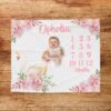 Personalized Floral Swan Baby Milestone Blanket Ophelia Monthly Photoshoot Prop Girl Room Gift