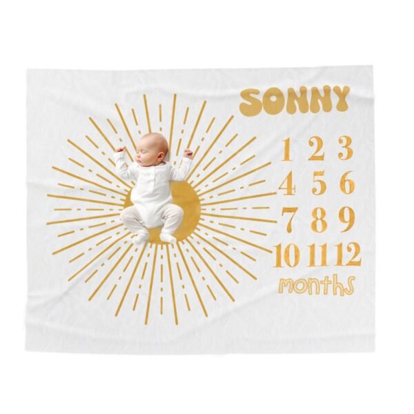 My Sunshine Milestone Baby Blanket Sunburst Personalized Keepsake Photo Prop Nursery - Image 10