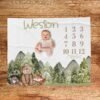 il_fullxfull.6728454548_a6ry.jpg Woodland Baby Milestone Blanket Personalized Forest Animal Growth Tracker Keepsake