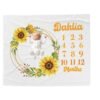 Sunflower Wreath Personalized Baby Milestone Blanket Custom Name Photography Prop Baby Girl Monthly Tracker