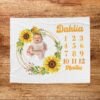 Sunflower Wreath Personalized Baby Milestone Blanket Custom Name Photography Prop Baby Girl Monthly Tracker