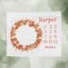 Floral Wreath Baby Milestone Blanket Personalized With Name Girl Milestone Monthly Tracker