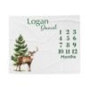 il_fullxfull.6732127670_elek.jpg Personalized Baby Milestone Blanket Deer Design Custom Name Monthly Growth Tracker