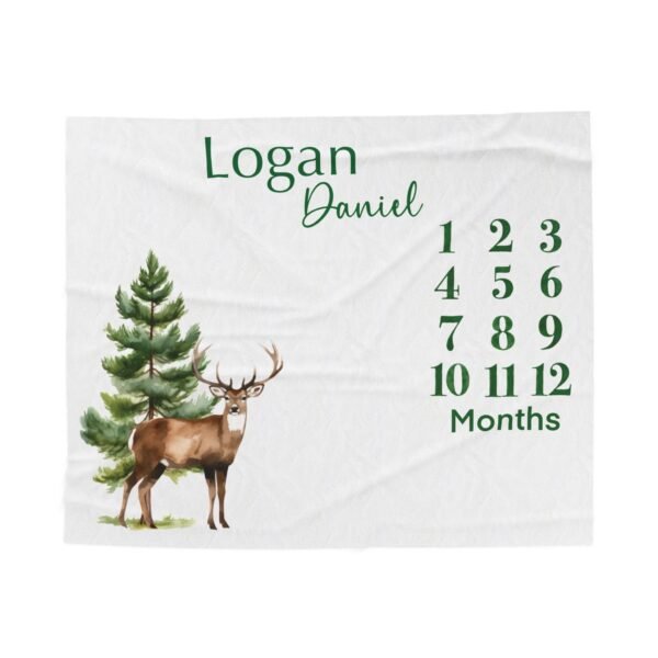 Personalized Baby Milestone Blanket Deer Design Custom Name Monthly Growth Tracker - Image 4