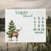 il_fullxfull.6732128008_dehe.jpg Personalized Baby Milestone Blanket Deer Design Custom Name Monthly Growth Tracker