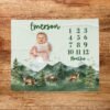 Custom Woodland Baby Milestone Blanket Mountain Forest Design Personalized Name Hunting Outdoors Nature Themed Nursery