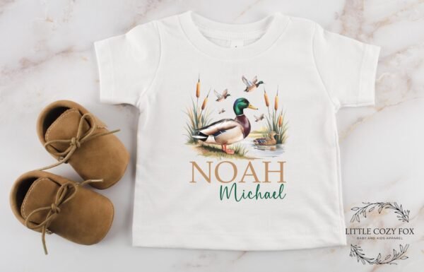 Personalized Duck Baby Onesie® Custom Name Baby Tee Mallard Baby Shower Gift Nature-Themed Custom Baby Shirt with Duck and Name - Image 6