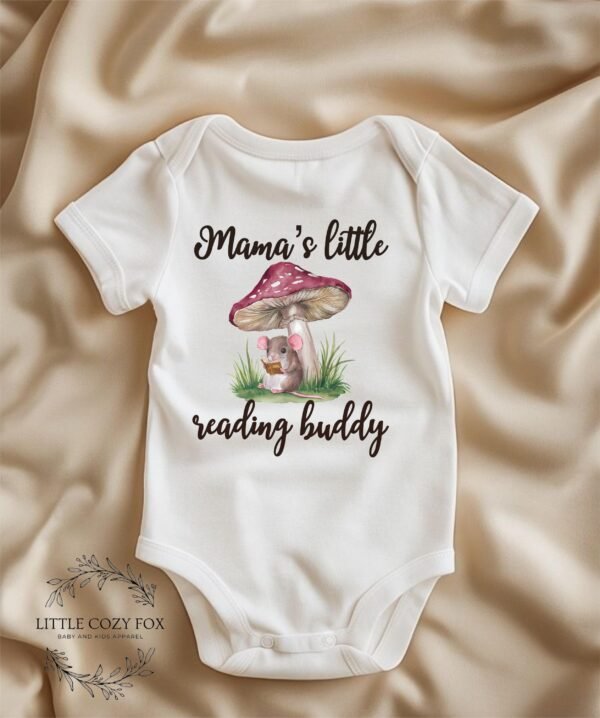 Mama's Little Reading Buddy Onesie® Cute Baby Gift Book Lover Baby Outfit Woodland Theme Baby Bodysuit - Image 3