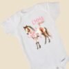 Personalized Horse Baby Onesie® Custom Baby Gift With Name Equestrian Coquette Bow Baby Outfit - Image 4