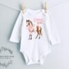 Personalized Horse Baby Onesie® Custom Baby Gift With Name Equestrian Coquette Bow Baby Outfit - Image 10