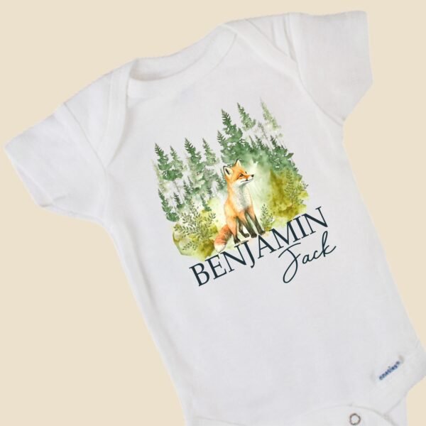 Woodland Fox Baby Onesie® Nature Themed Baby Outfit Watercolor Forest Animal Bodysuit - Image 9