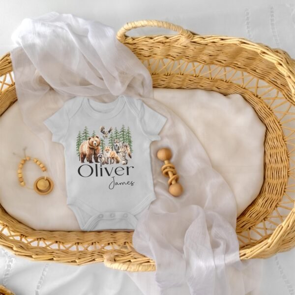 Personalized Forest Animal Baby Onesie® for Nature Lovers Adventure-Themed Baby Gift Woodland Creatures - Image 9
