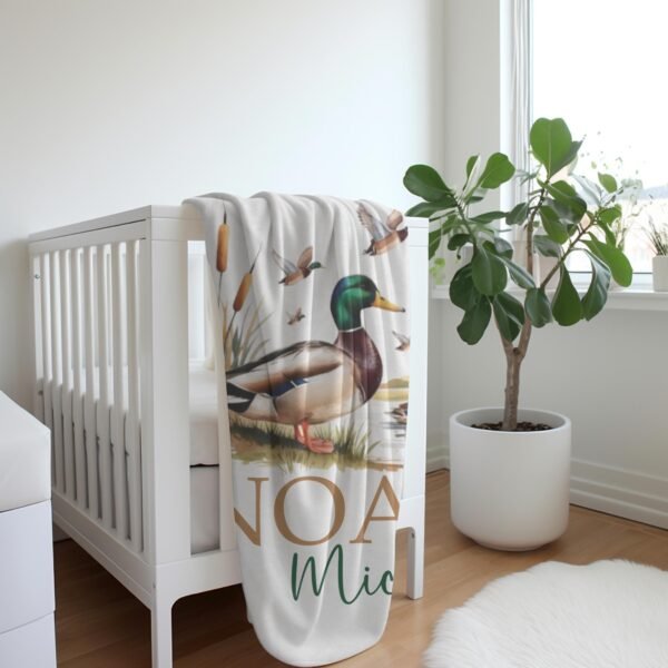 Mallard Duck Personalized Baby Blanket Duck Nursery Custom Name Blanket with Mallard Duck Personalized Throw Blanket Baby Shower Gift - Image 9