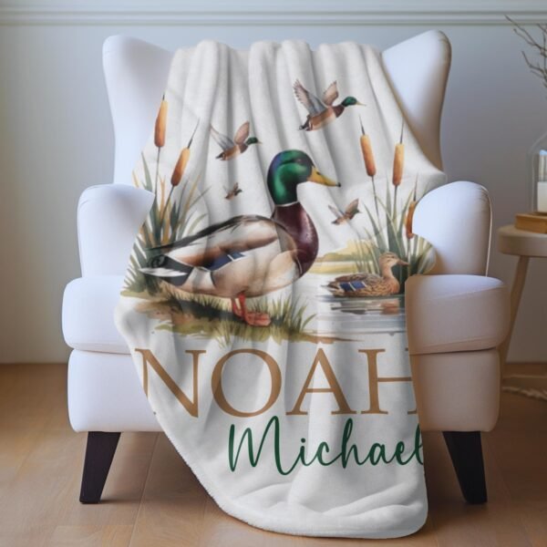Mallard Duck Personalized Baby Blanket Duck Nursery Custom Name Blanket with Mallard Duck Personalized Throw Blanket Baby Shower Gift - Image 7