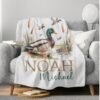 Personalized Mallard Duck Baby Blanket Duck Nursery Custom Name Blanket with Mallard Duck Personalized Throw Blanket Baby Shower Gift
