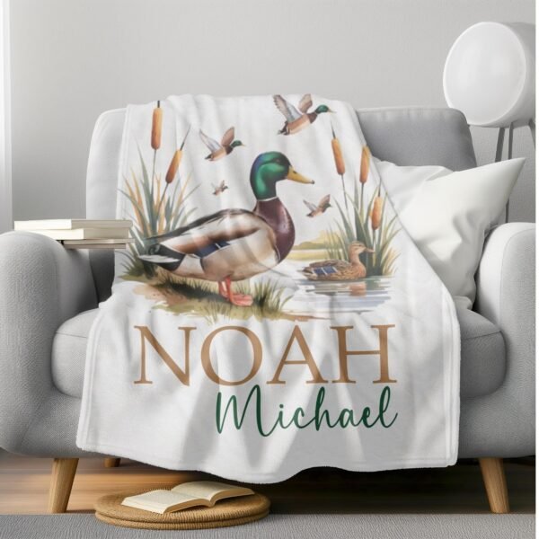 Mallard Duck Personalized Baby Blanket Duck Nursery Custom Name Blanket with Mallard Duck Personalized Throw Blanket Baby Shower Gift - Image 10