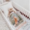 Fox Custom Name Baby Blanket with Personalized Forest Animal Theme Newborn Gift Watercolor Photoshoot Prop
