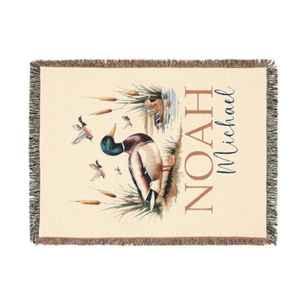 Custom Duck Hunter Woven Baby Blanket - Personalized Woodland Mallard Duck Cotton Tapestry Nature Nursery Decor - Unique Baby Shower Gift - Image 8