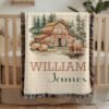 il_fullxfull.6761378331_75xp.jpg Personalized Barn Highland Cow Baby Blanket with Custom Name Rustic Barn Scene Woven Blanket Tapestry