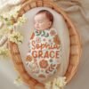 Retro Boho Custom Baby Name Gift Personalized Floral Groovy Flower Name Blanket  Floral Nursery Decor