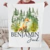 il_fullxfull.6762131109_m8j1.jpg Fox Woodland Animal Personalized Custom Baby Blanket - Forest Theme Newborn Gift Cozy Keepsake