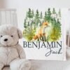 il_fullxfull.6762131191_lljt.jpg Fox Woodland Animal Personalized Custom Baby Blanket - Forest Theme Newborn Gift Cozy Keepsake