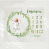 Personalized Greenery Wreath Baby Milestone Blanket Custom Name Baby Monthly Photoshoot Keepsake