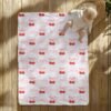 Personalized Cherry Pattern Baby Blanket Pink Coquette Bow Custom Name Stylish Gift