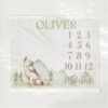 il_fullxfull.6767491585_2e54.jpg Personalized Baby Milestone Blanket Wolf Design Forest Theme Newborn Photography