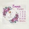 il_fullxfull.6770715373_ic18.jpg Personalized Girly Baby Milestone Blanket Purple Floral Wreath Design Newborn Monthly Photography Prop