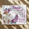 il_fullxfull.6770715419_h7fi.jpg Personalized Girly Baby Milestone Blanket Purple Floral Wreath Design Newborn Monthly Photography Prop