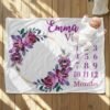 il_fullxfull.6770715421_gx23.jpg Personalized Girly Baby Milestone Blanket Purple Floral Wreath Design Newborn Monthly Photography Prop
