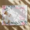 il_fullxfull.6771956709_ma0k.jpg Personalized Floral Baby Milestone Blanket Custom Name Pink Green Purple Photography Prop Baby Shower Gift