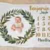 il_fullxfull.6771970557_fkul.jpg Leafy Wreath Personalized Baby Milestone Blanket Design Photo Prop Baby Shower Gift