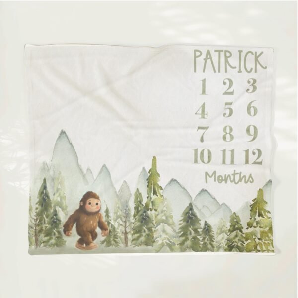 Personalized Bigfoot Forest Baby Milestone Blanket Outdoor Adventure Custom Keepsake - Image 10
