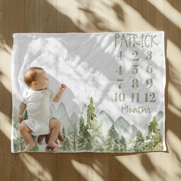Personalized Bigfoot Forest Baby Milestone Blanket Outdoor Adventure Custom Keepsake - Image 6