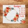 il_fullxfull.6774553631_knl1.jpg Baby Milestone Blanket Floral Wreath Design Personalized Name Custom Baby Growth Tracker