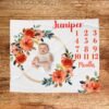 il_fullxfull.6774566303_o4xz.jpg Baby Milestone Blanket Floral Wreath Design Personalized Name Custom Baby Growth Tracker