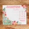 il_fullxfull.6774618733_ebz3.jpg Personalized Baby Milestone Blanket Western Girl Floral Cactus Design Custom Name Photo Prop