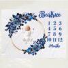il_fullxfull.6774641745_qck1.jpg Dark Blue Floral Personalized Baby Milestone Blanket Blue Floral Design Dark Floral Gothic Blue Monthly Photoshoot Prop