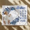 il_fullxfull.6774641809_rvj1.jpg Dark Blue Floral Personalized Baby Milestone Blanket Blue Floral Design Dark Floral Gothic Blue Monthly Photoshoot Prop