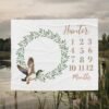 il_fullxfull.6774709387_fyux.jpg Personalized Baby Milestone Blanket Olive Leaf Wreath Duck Design Unique Monthly Growth Tracker Mallard Nursery