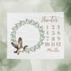 il_fullxfull.6774709803_l3nq.jpg Personalized Baby Milestone Blanket Olive Leaf Wreath Duck Design Unique Monthly Growth Tracker Mallard Nursery