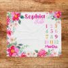 Personalized Baby Milestone Blanket Floral Design Newborn Monthly Photography Prop